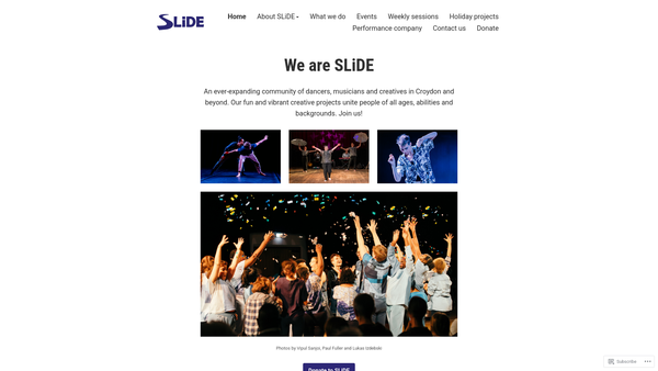 Screenshot of the Slide Dance Limited website