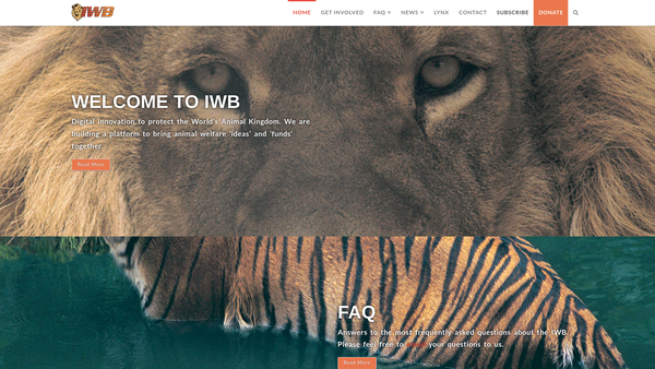 Screenshot of the International Wildlife Bond website