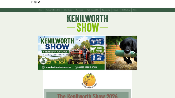 Screenshot of the Kenilworth & District Agricultural Society website