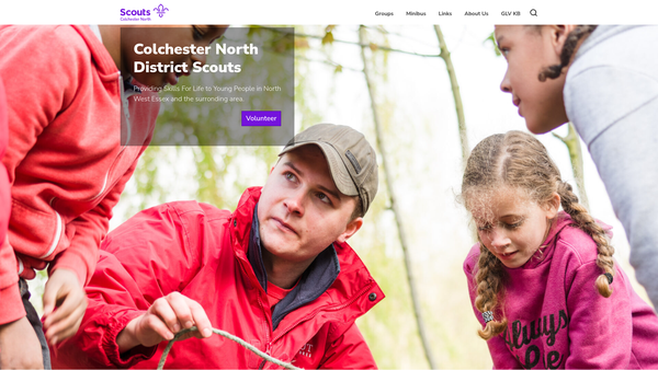 Screenshot of the Colchester North District Scout Council website