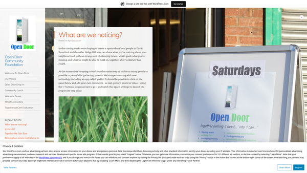 Screenshot of the Open Door Community Foundation website