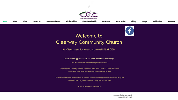 Screenshot of the Cleerway Community Church website