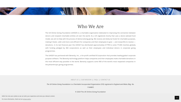 Screenshot of the UK Online Giving Foundation website