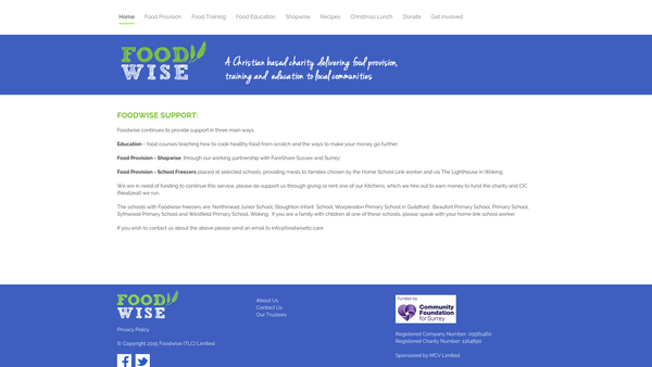 Screenshot of the Foodwise (Tlc) Limited website