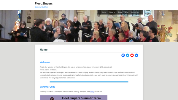 Screenshot of the Fleet Singers website