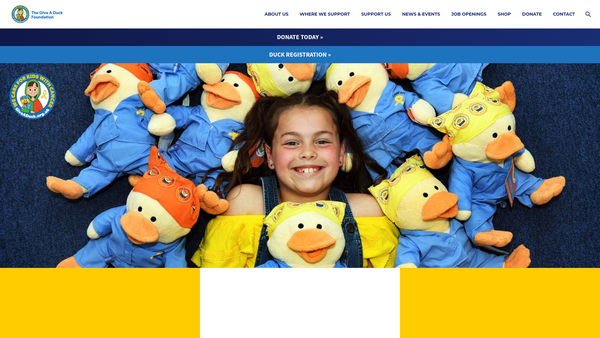 Screenshot of the The Give A Duck Foundation website