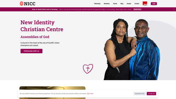 Screenshot of the New Identity Christian Centre website