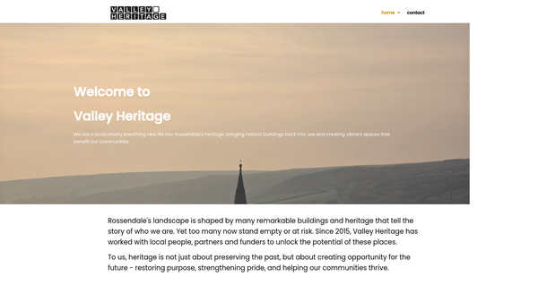 Screenshot of the Valley Heritage website