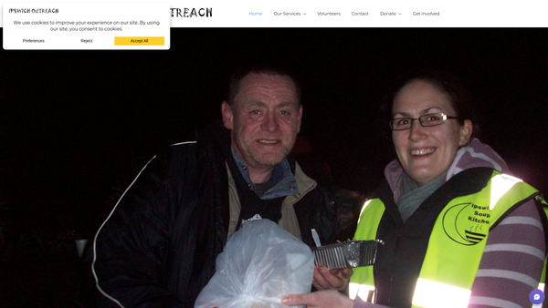 Screenshot of the Ipswich Outreach website