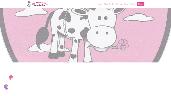 Screenshot of the Maisie Moo Foundation website