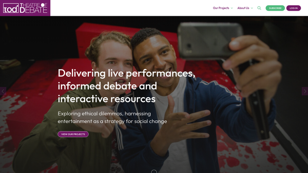 Screenshot of the Theatre Of Debate website
