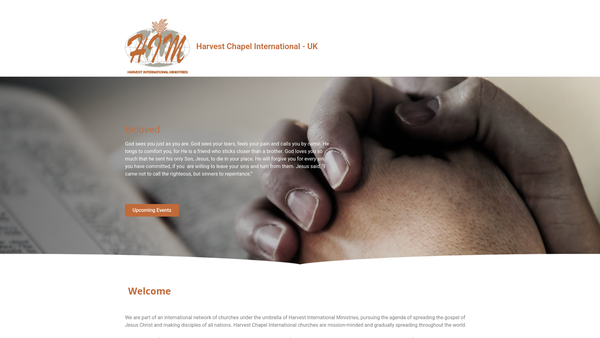 Screenshot of the Harvest Chapel International UK website