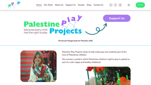 Screenshot of the Palestine Play Projects website