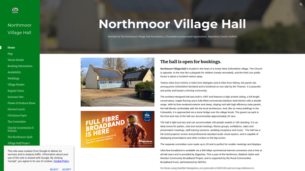 Screenshot of the The Northmoor Village Hall Foundation website