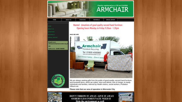 Screenshot of the The Armchair Trust CIO website