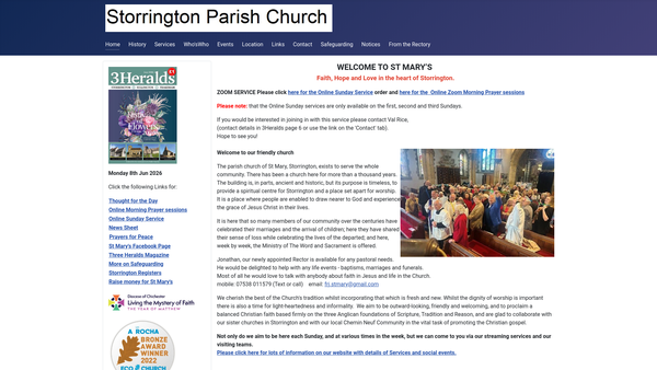 Screenshot of the The Parochial Church Council Of The Ecclestiastical Parish Of St Mary Storrington website