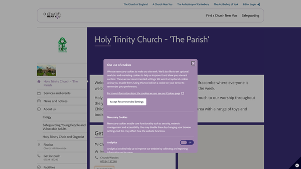 Screenshot of the The Parochial Church Council Of The Ecclesiastical Parish Of Ilfracombe website