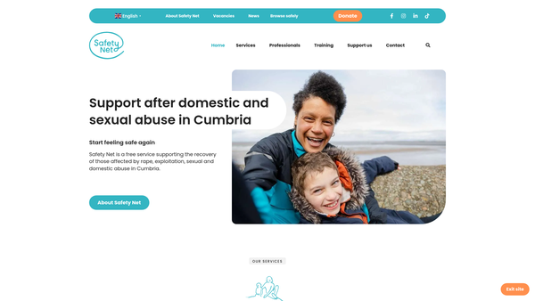 Screenshot of the Safety Net (UK) website