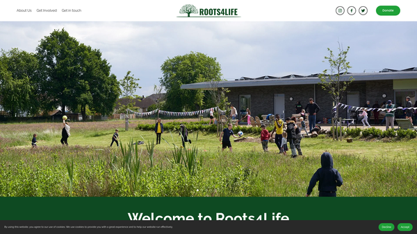 Screenshot of the Roots4life website