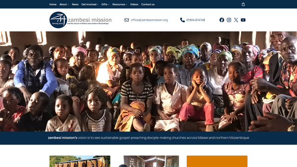 Screenshot of the Zambesi Mission website