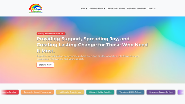 Screenshot of the Rainbow Surprise CIO website