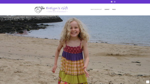 Screenshot of the Evelyn's Gift website