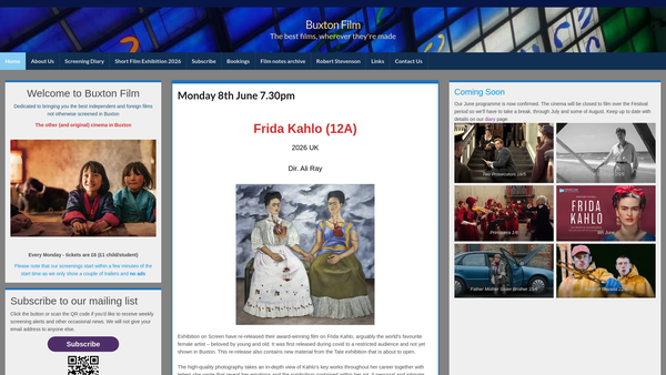Screenshot of the Buxton Film website