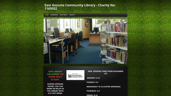 Screenshot of the East Goscote Community Library website