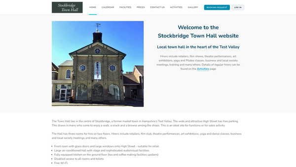Screenshot of the Stockbridge Town Hall CIO website