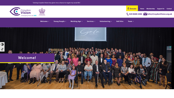 Screenshot of the Croydon Voluntary Association For The Blind website