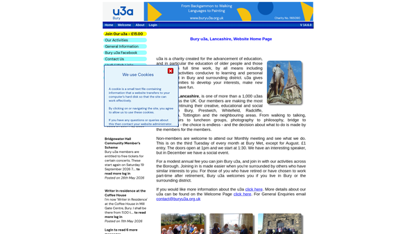 Screenshot of the Bury U3A website