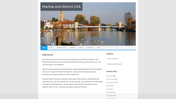 Screenshot of the Marlow And District U3A website