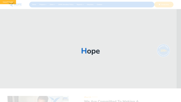 Screenshot of the Hope Welfare Trust website