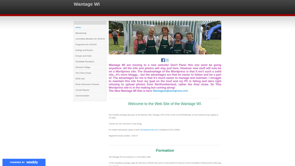 Screenshot of the Wantage WI website