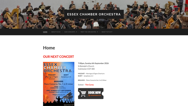 Screenshot of the Essex Chamber Orchestra website