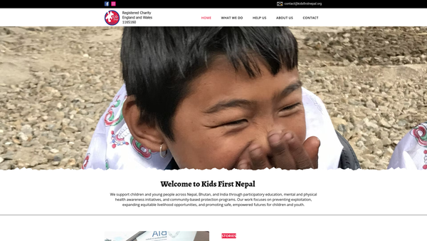 Screenshot of the Kid's First Nepal website