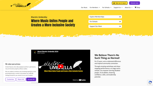 Screenshot of the Electric Umbrella website