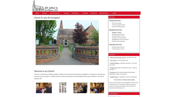 Screenshot of the The Parochial Church Council Of The Ecclesiastical Parish Of St John The Evangelist, Burgess Hill website