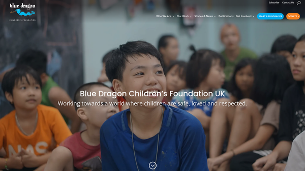 Screenshot of the Blue Dragon Children's Foundation UK website