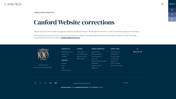 Screenshot of the The Friends Of Canford School website