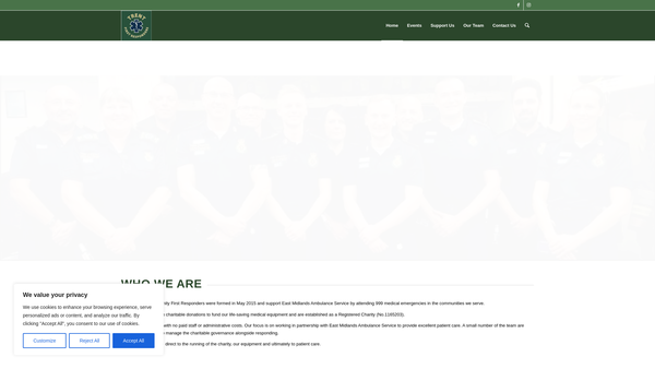 Screenshot of the Trent District Community First Responders website