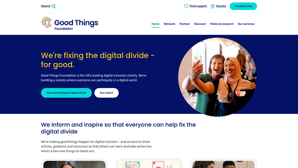 Screenshot of the Good Things Foundation website