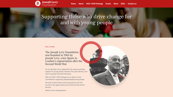 Screenshot of the Joseph Levy Foundation website