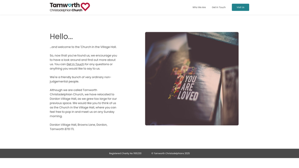 Screenshot of the Tamworth Christadelphian Church website