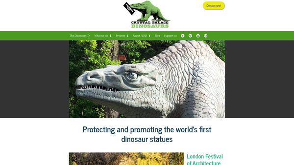 Screenshot of the Friends Of Crystal Palace Dinosaurs website