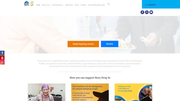 Screenshot of the Bury Drop In website