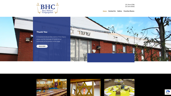 Screenshot of the Bury Hebrew Congregation website