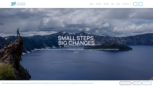 Screenshot of the Cornergate Foundation website