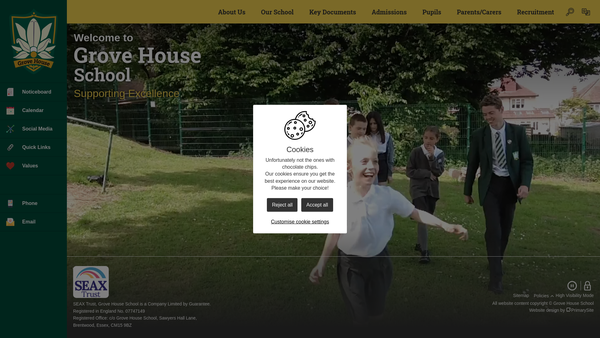 Screenshot of the Grove House School Parents, Teachers And Friends Association website