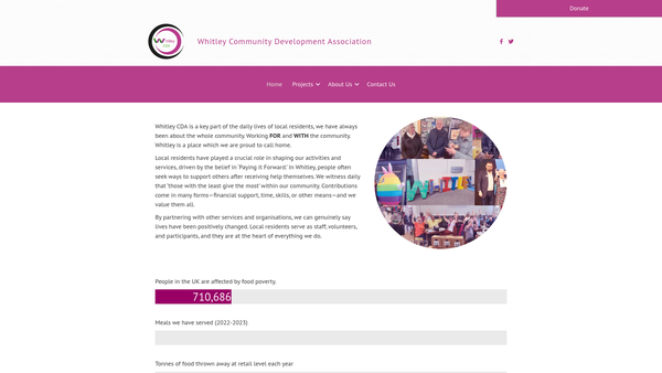 Screenshot of the Whitley Community Development Association website